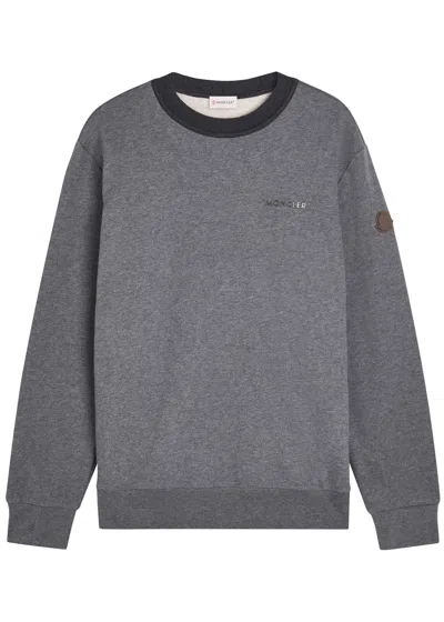 Moncler Logo-patch Crew-neck Sweatshirt In Gray