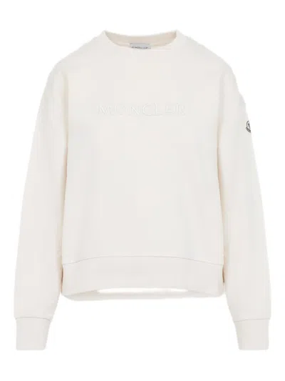 Moncler Logo Cotton Sweatshirt In White