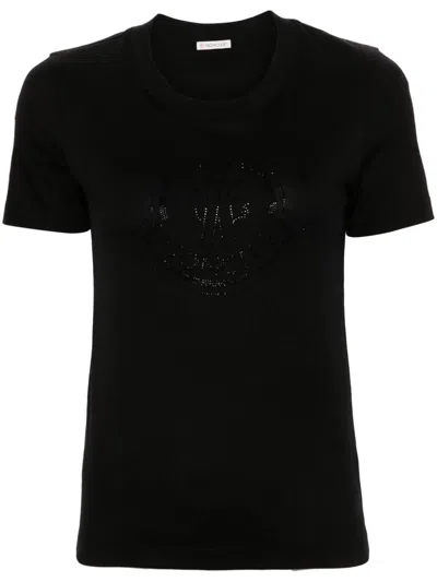 Moncler Logo Cotton T-shirt In Black