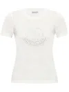 Moncler Women White Cotton Rhinestone Logo T-shirt