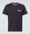 Moncler Cotton Logo Embroidered T-shirt In Blue