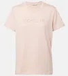 Moncler Logo Embroidered Cotton T-shirt In Pink