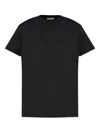 Moncler Biologic Cotton T-shirt With Embroidered Logo In Black