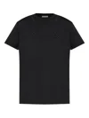 Moncler Biologic Cotton T-shirt With Embroidered Logo In Black
