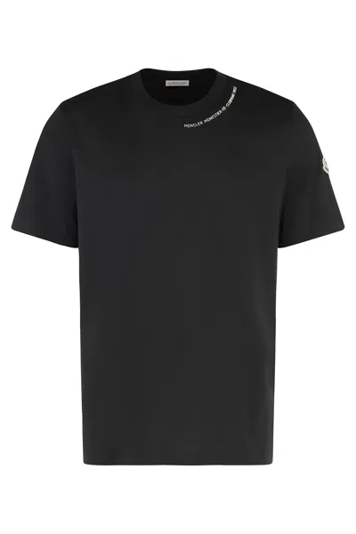 Moncler Logo Cotton T-shirt In Black