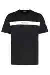 Moncler Men's Cotton T-shirt With Rubberised Logo In Black
