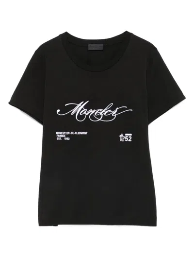 Moncler Logo Cotton T-shirt In Black