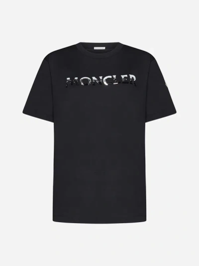 Moncler Sequin-embellished Cotton T-shirt In Default Title