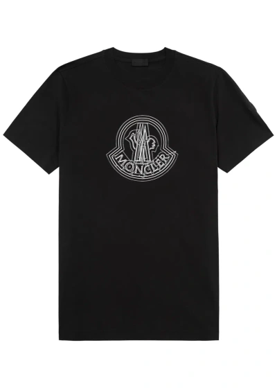 Moncler Men's Logo Cotton T-shirt In Black