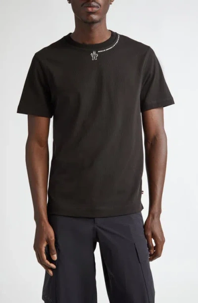 Moncler Logo Cotton T-shirt In Black