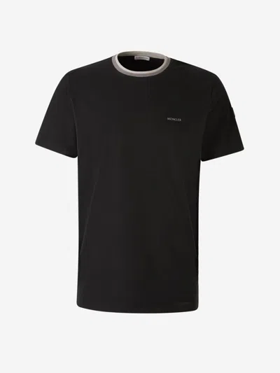 Moncler Logo-embossed Cotton T-shirt In Black