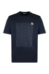 Moncler Blue T-shirt With Repeated Logo Pattern In Blue