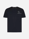 Moncler Logo Cotton T-shirt In Blue