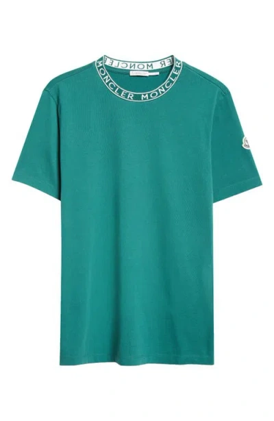Moncler Logo Cotton T-shirt In Botanical Garden