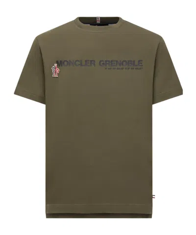Moncler Logo Cotton T-shirt In Green