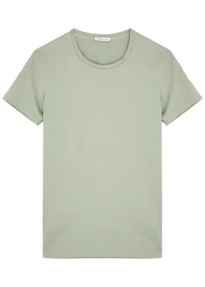 Moncler Logo Cotton T-shirt In Khaki