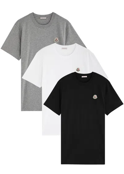 Moncler Logo Cotton T-shirt In Grey