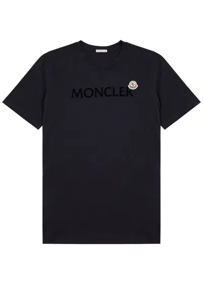 Moncler Logo Cotton T-shirt In Navy