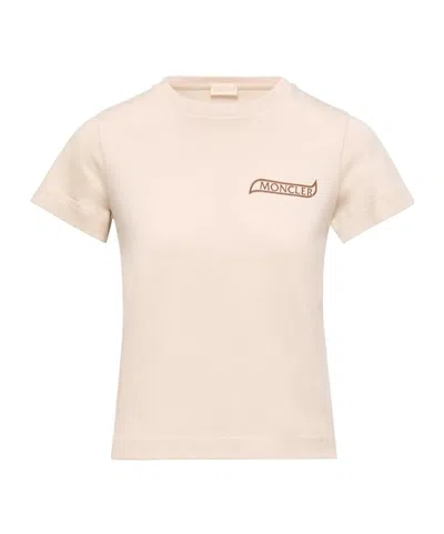 Moncler Logo Cotton T-shirt In Neutral