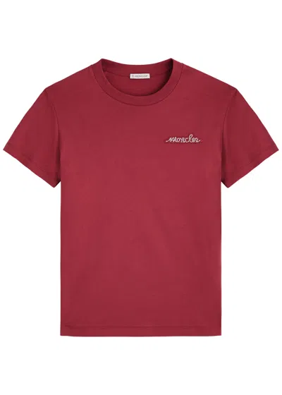 Moncler Logo Cotton T-shirt In Red