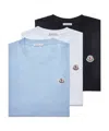 Moncler Logo Cotton T-shirt Three-piece Set In Blue