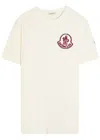 Moncler Flocked Logo T-shirt In Organic Cotton With Aesthetics In White