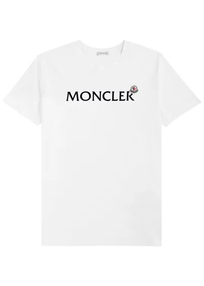 Moncler Slim-fit Logo-flocked Cotton-jersey T-shirt In White