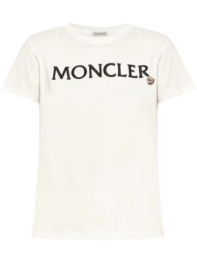 Moncler Logo Cotton T Shirt In White