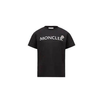 Moncler Kids' Logo Cotton T-shirt, Boys, Black, Size: 4y