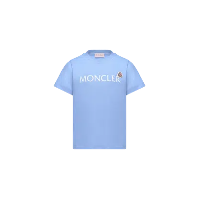Moncler Kids' T-shirt En Coton À Logo, Garçons, Bleu, Taille: 6a In Blue