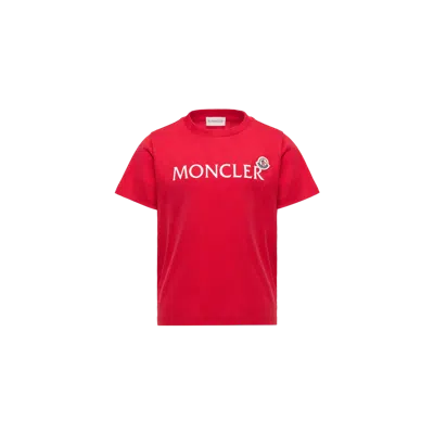 Moncler Kids' T-shirt En Coton À Logo, Garçons, Rouge, Taille: 8a In Red