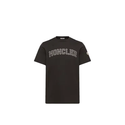 Moncler Logo Cotton T-shirt, Men, Black, Size: Xs