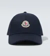 Moncler Logo-patch Cotton-gabardine Baseball Cap In Blue