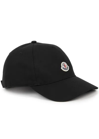 Moncler Logo Cotton-twill Cap In Black