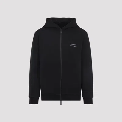 Moncler Logo Cotton Zip-up Sweatshirt In Black