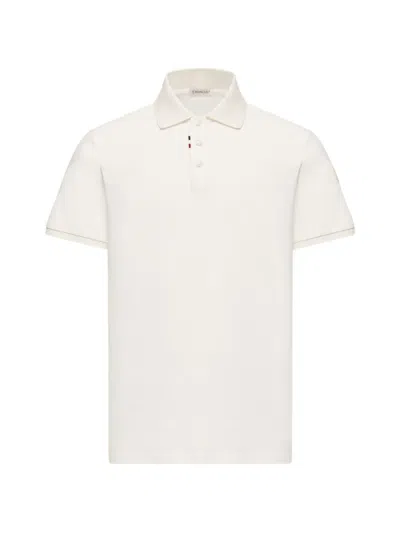 Moncler Logo Cotton-piquet Polo Shirt In White