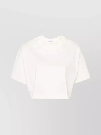 Moncler Logo Crew Neck Cropped T-shirt In White
