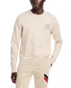 Moncler Embroidered Monogram Cotton Sweater In Light Grey