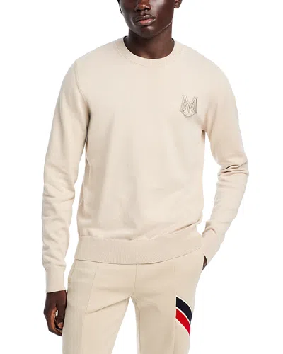 Moncler Logo Crewneck Sweater In Light Grey