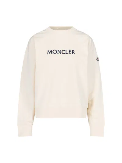 Moncler Logo Crewneck Sweatshirt In White