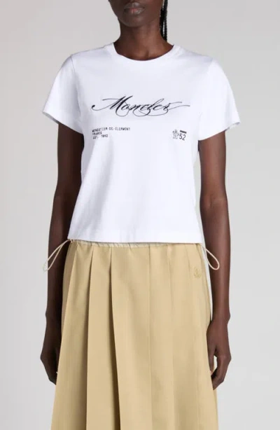 Moncler Logo Crop Cotton T-shirt In White