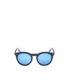 Moncler Logo-debossed Round-frame Sunglasses In Blue