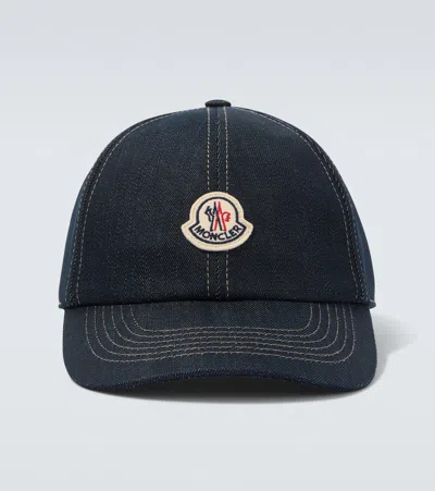 Moncler Denim Logo-patch Baseball Cap In Blue