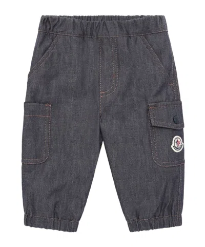 Moncler Logo Denim Trousers In Blue