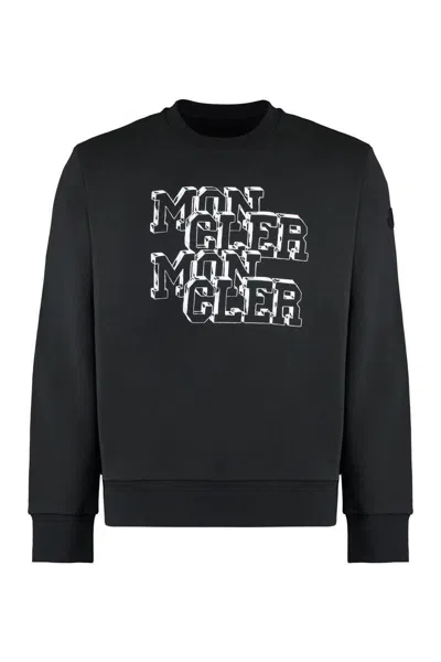 Moncler Mens Brand-printrelaxed-fit Cotton-jersey Sweatshirt Black