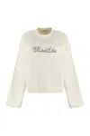 Moncler Logo-embroidered Cotton Sweatshirt In White