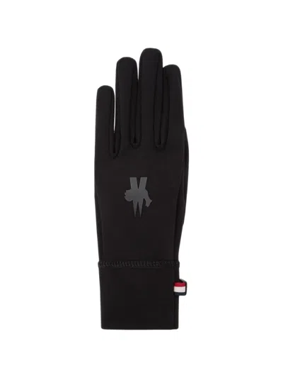 Moncler Technical Jersey Active Grip Nylon Gloves In Black