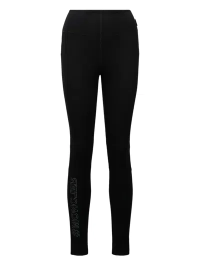 Moncler Logo Detail Leggings In Black