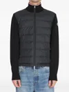 Moncler Padded Cotton Cardigan In Black