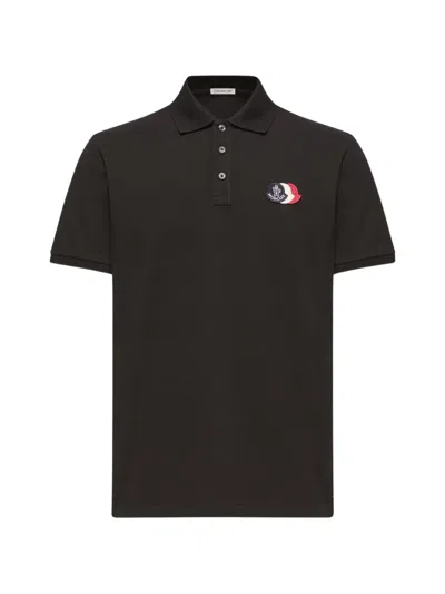 Moncler Men Patch Cotton Piquet Polo Shirt Navy In Blue